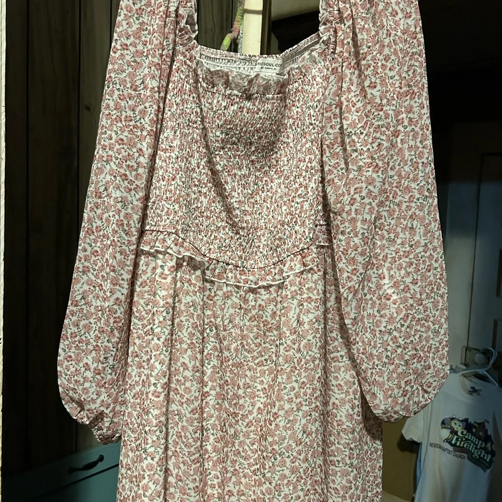 Floral Pink Long Sleeve Dress - Picture 3 of 3